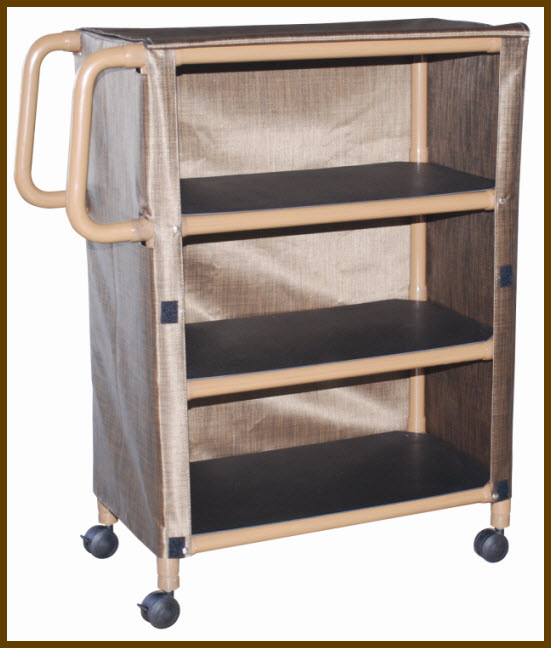 Wood Tone Utility Linen Cart Three or Four Shelf